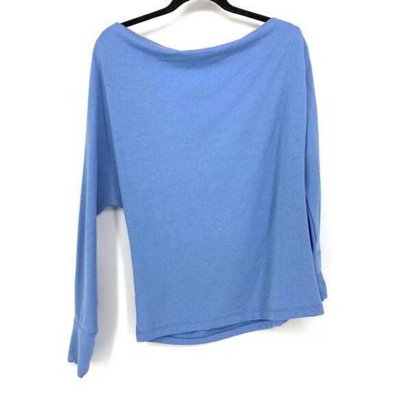 Lilly Pulitzer Sheera Top Womens Sz M Heathered Blue Thistle Draped One Shoulder - Picture 2 of 7